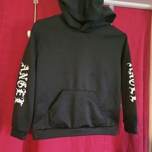 SHEIN Black Hoodie with White Sleeve Lettering ***5/30***